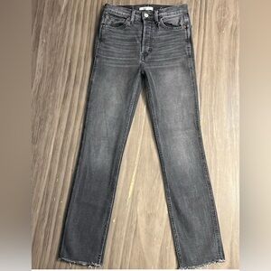 RE/DONE BLACK JEANS BUTTON FLY RAW HEM SIZE 26